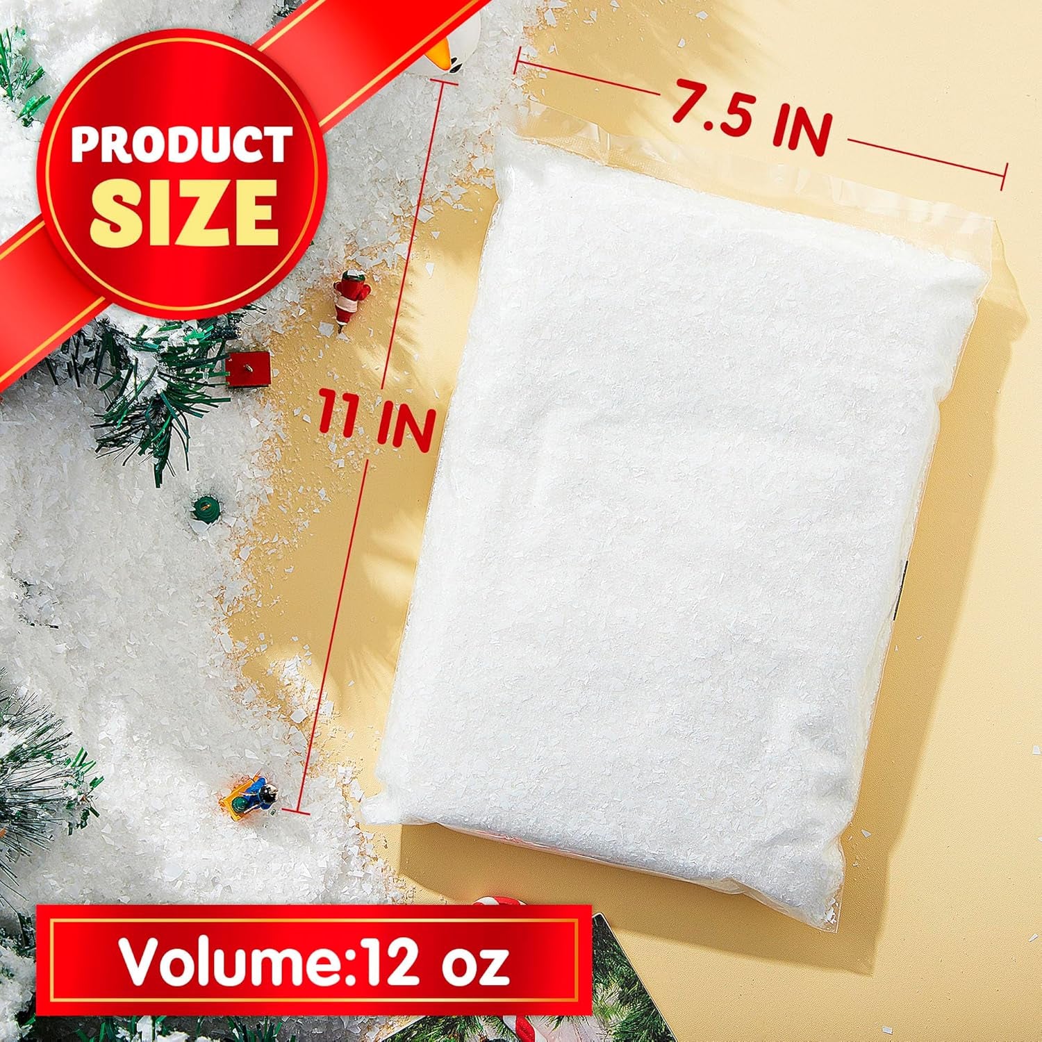 12 Oz Christmas Flashing Blue Fake Snow, Artificial Snow, Plastic Snowflakes, Flake Snow Powder Filler for Xmas Tree Decoration, Crafts Christmas Party Home Holiday Supplies and White Displays