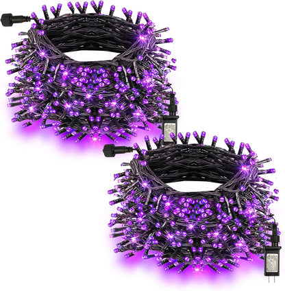 Halloween Lights, 400 LED 132FT Outdoor Halloween Lights Plug in with 8 Modes, Waterproof Christmas Lights Outdoor, Indoor Decorations for Party Yard Haunted House Decor, Purple