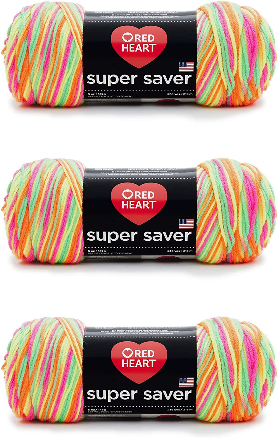 Super Saver White Yarn - 3 Pack of 198G/7Oz - Acrylic - 4 Medium (Worsted) - 364 Yards - Knitting/Crochet