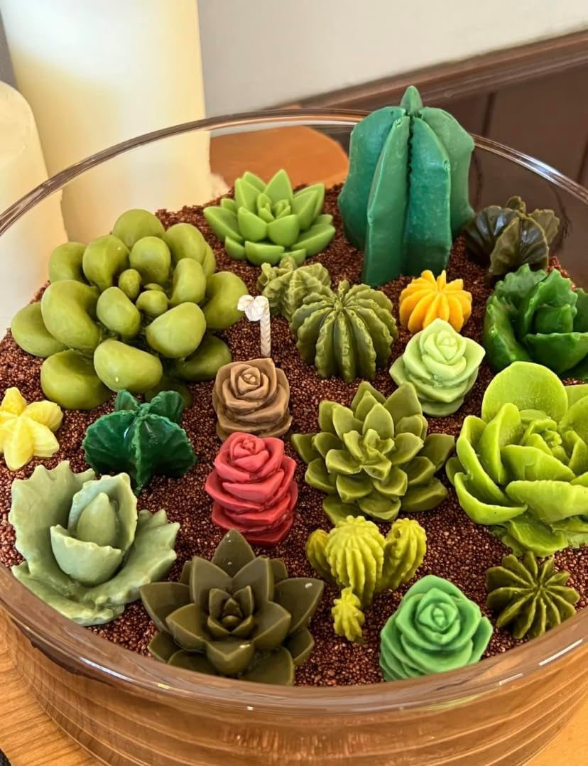 9 Pack Succulent Silicone Mold,Flower Resin Mold,Silicone Candle Molds.3D Cacti Candle Mold Silicone for Scented Candles Soaps Making, Wax, Resin Casting,Soap Cake Dessert Mousse Mold (A)