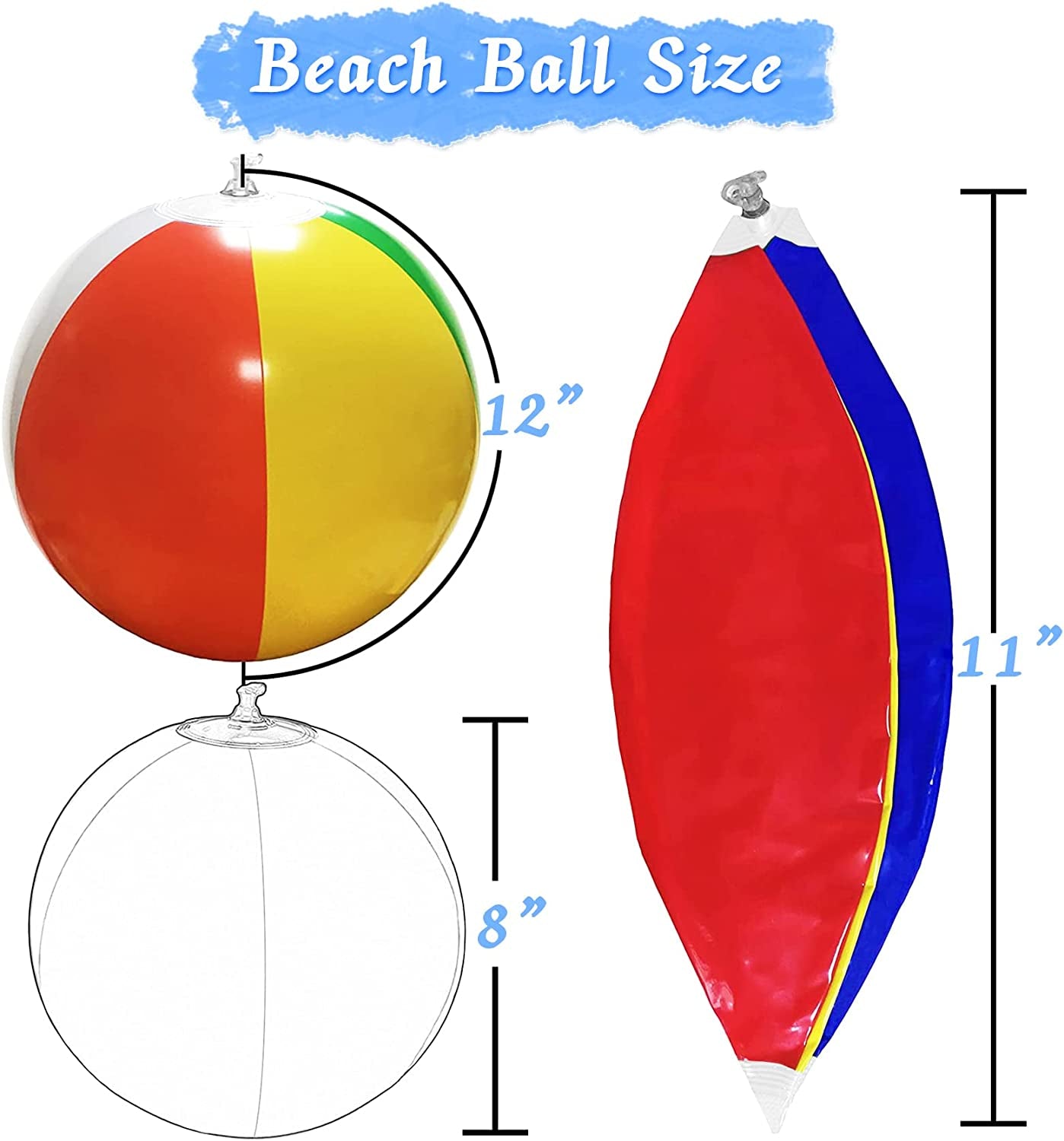 Beach Ball 12 Pack -12" Beach Balls for Kids - Beach Toys for Kids & Toddlers , Pool Games, Pool Toy - Bulk Hawaiian Tropical Theme Party Decorations Favors Supplies