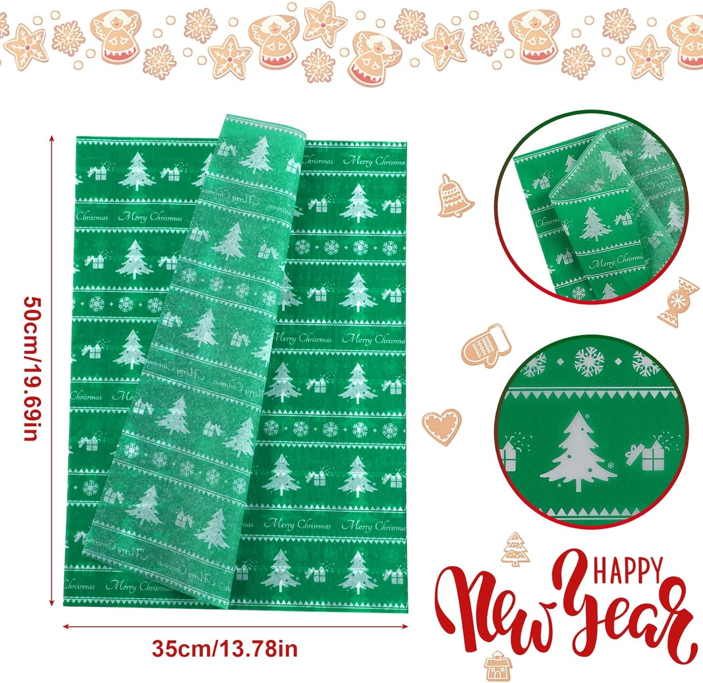 100 Sheets Christmas Tissue Paper Xmas Bulk Gift Wrapping Paper Bag for Christmas Gift Wrapping Boxes DIY Crafts Birthday Holiday Decoration 19.7 ×13.8 Inch (10 Patterns)