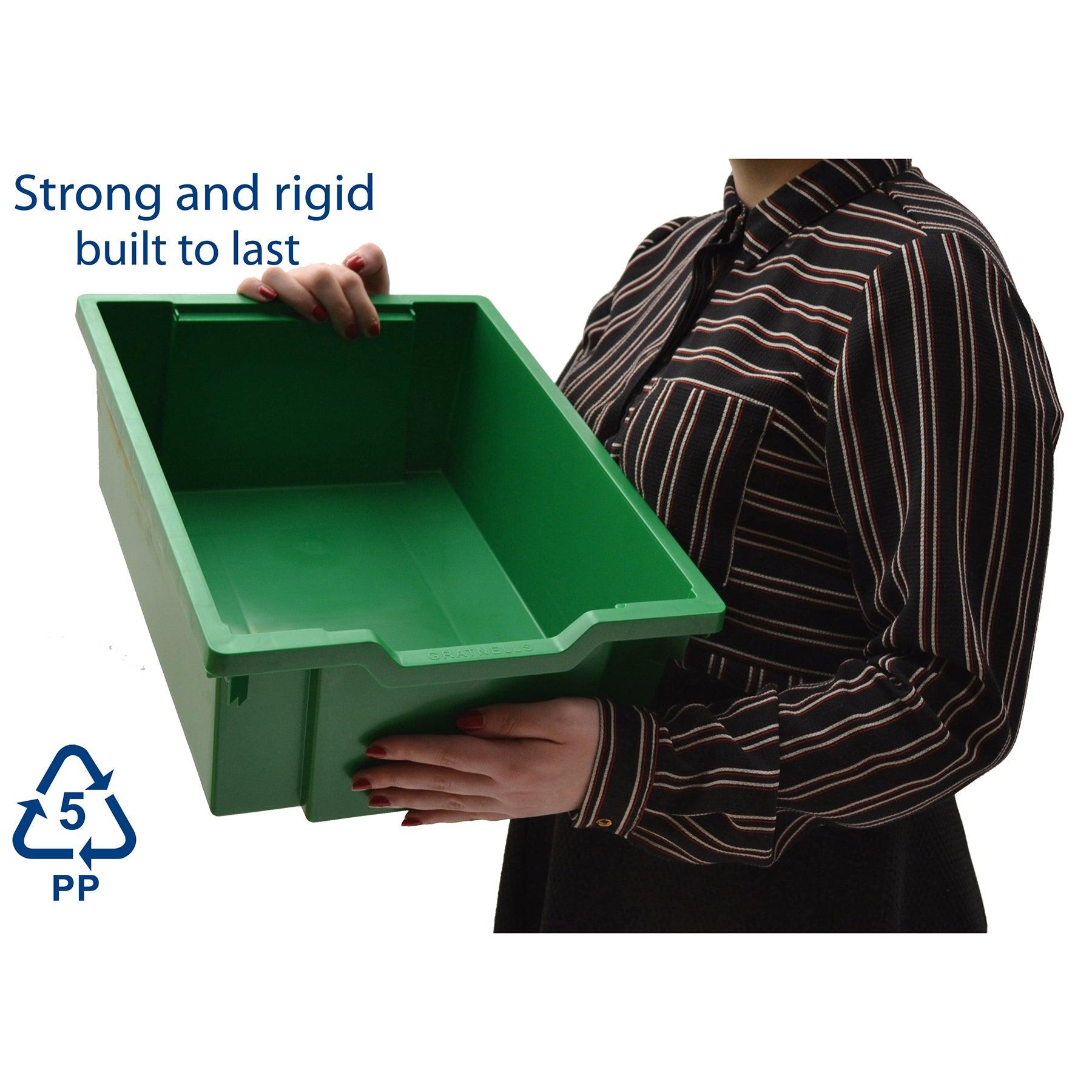 Deep F2 Tray, Grass Green, 12.3" x 16.8" x 5.9", Heavy Duty School, Industrial & Utility Bins, Pack of 6 - Loomini