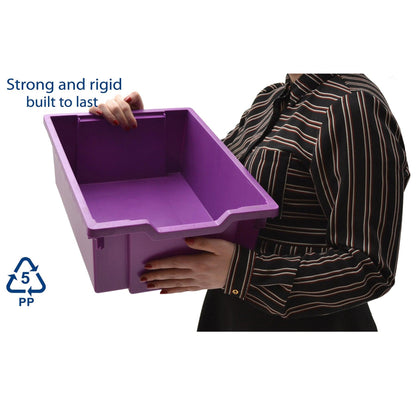 Deep F2 Tray, Plum Purple, 12.3" x 16.8" x 5.9", Heavy Duty School, Industrial & Utility Bins, Pack of 6 - Loomini