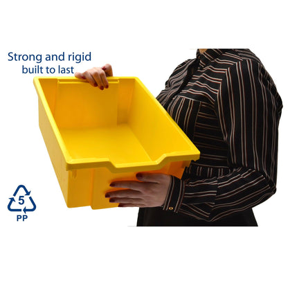 Deep F2 Tray, Sunshine Yellow, 12.3" x 16.8" x 5.9", Heavy Duty School, Industrial & Utility Bins, Pack of 6 - Loomini