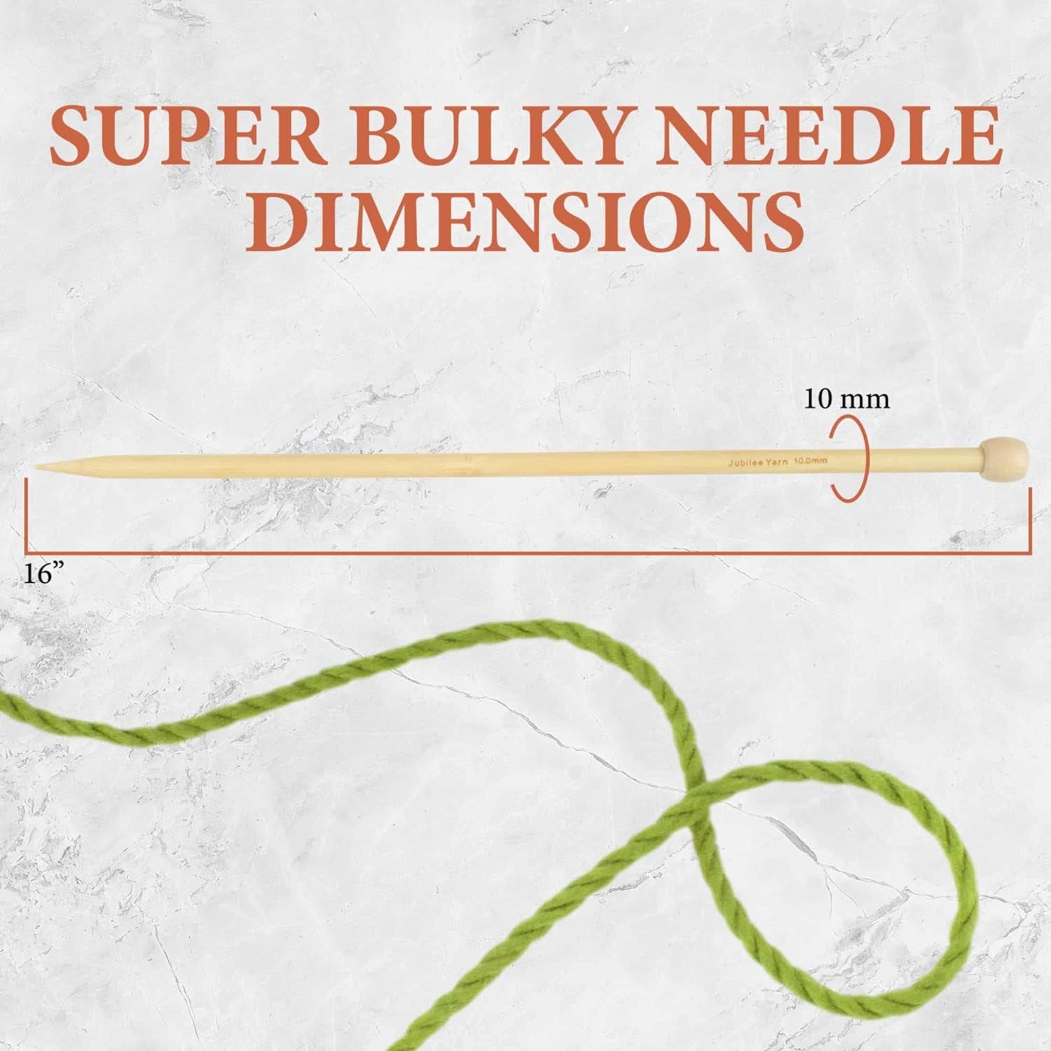 Jubileeyarn Jumbo Bamboo Knitting Needles - US 15 (10Mm) - 16" Long - 1 Pair