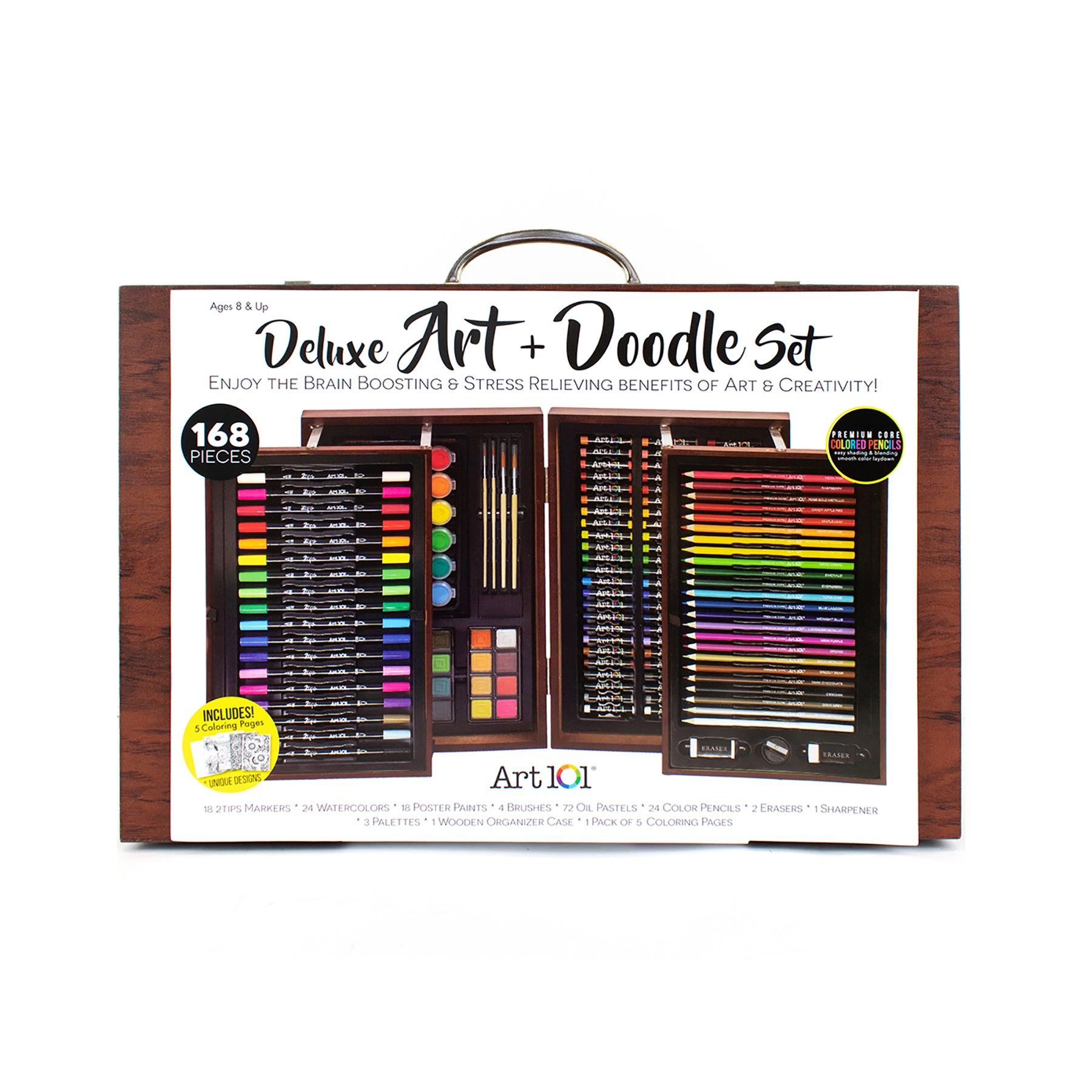 Deluxe Art & Doodle Wood 168-Piece Art Set - Loomini