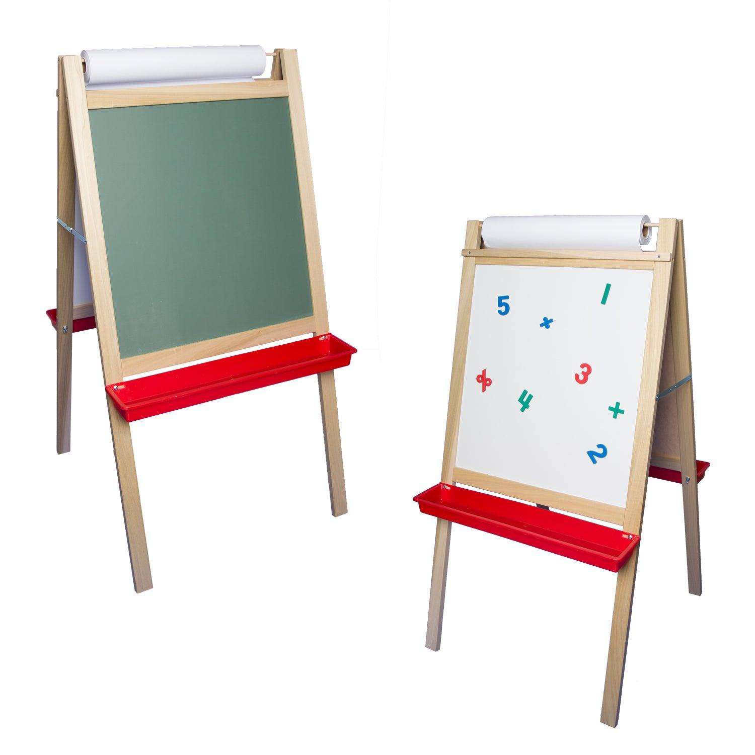 Deluxe Magnetic Paper Roll Easel, Green Chalkboard/White Dry Erase, 48"H x 24"W - Loomini