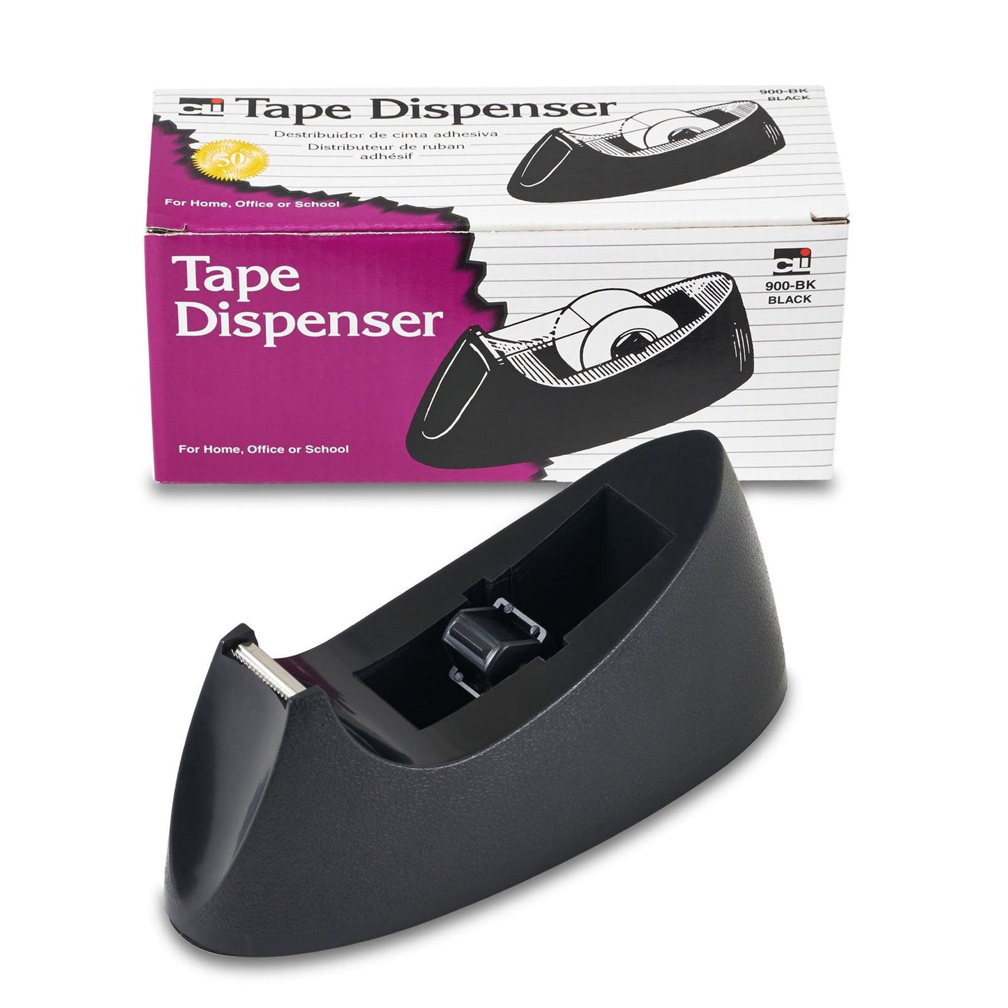 Desk Tape Dispenser, Black, Pack of 6 - Loomini