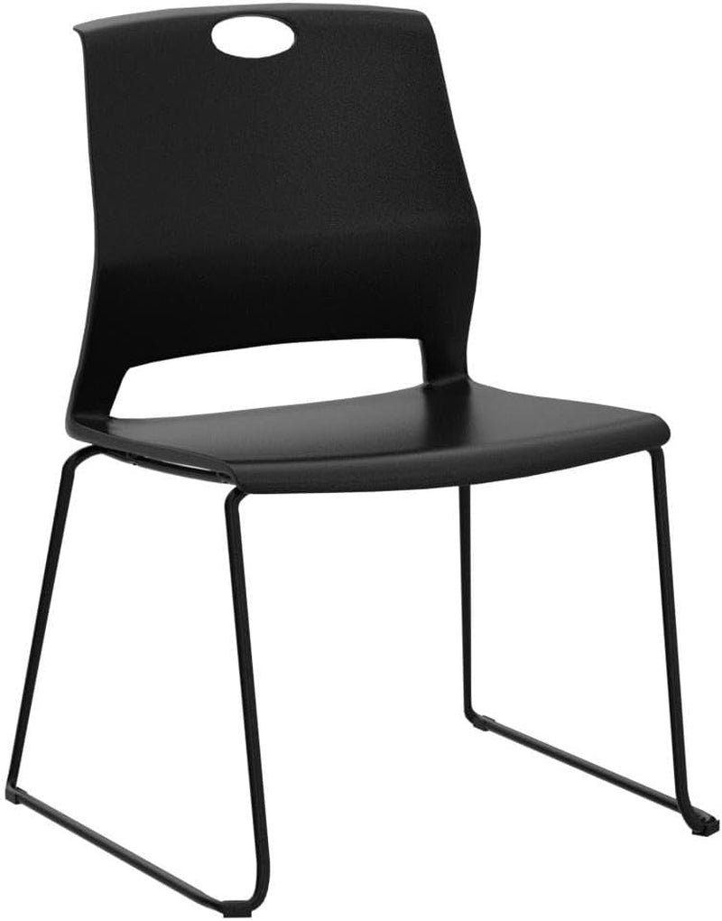 Stacking Chairs Stackable Waiting Room Chairs Conference Room Chairs-Black (Set of 4)