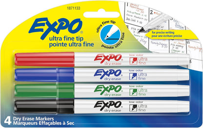 Low Odor Dry Erase Markers, Ultra-Fine Tip, Assorted Colors, 8 Count