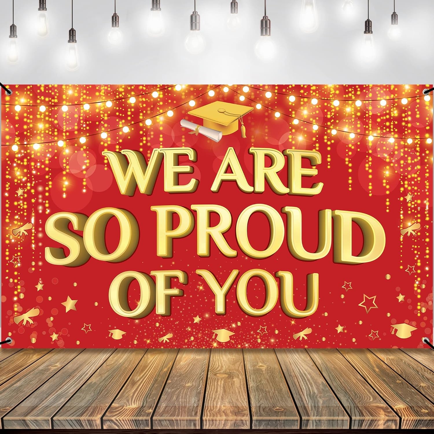 , Congratulations Grad Banner - Large, 72X44 Inch | Glitter Black and Gold Graduation Backdrop, Graduation Decorations Class of 2024 | Congratulations Banner, 2024 Graduation Party Decorations