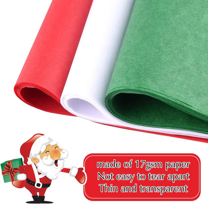 60 Sheets Christmas Tissue Paper 50 * 35Cm White Christmas Wrapping Paper for DIY and Craft Gift Bags Decorations