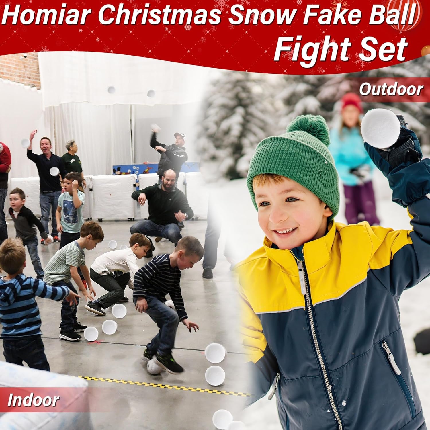 100 Pack Snow Fake Balls, Soft Artificial Snow Toy Balls, Indoor Snow Fight Ball Set for Multiplayer Outdoor Parent-Child Throwing Game Winter Home Christmas Decorations DIY Party Present