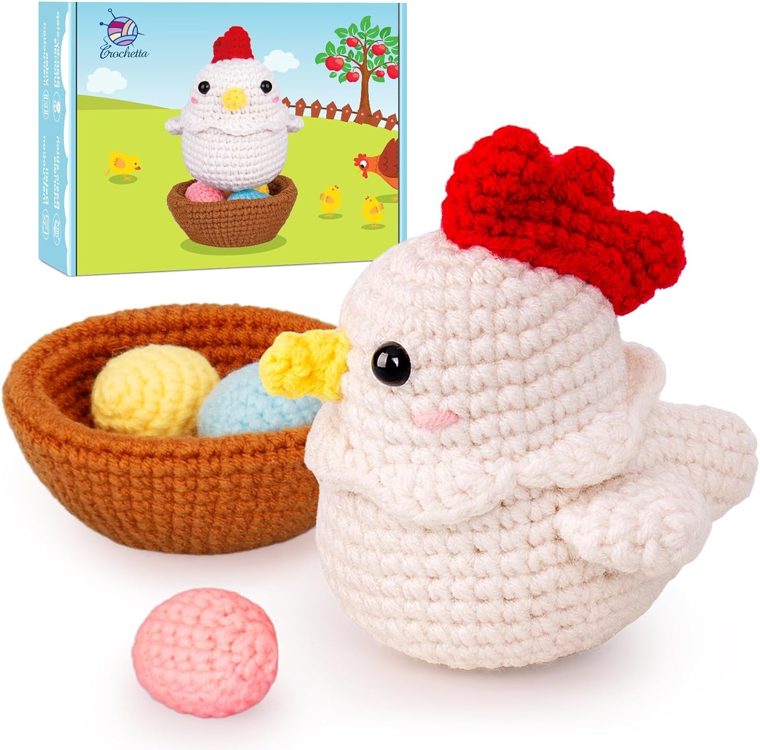 Crochet Kit for Beginners, Crochet Kit Step-By-Step Video Tutorials, Crochet Starter Kit Learn to Crochet Kits for Adults Kids Beginners, Jumbo 3 Colorful Octopus Familly (40%+ Yarn Content)