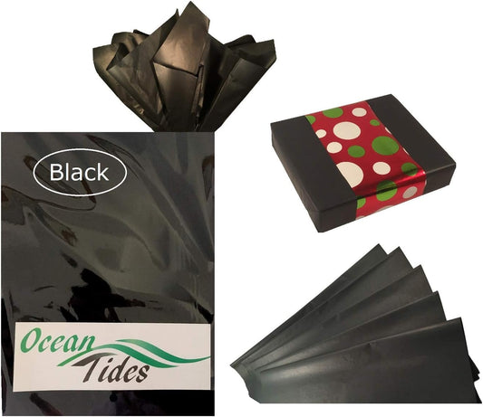 Gift Wrapping Tissue Paper - Gift Tissue Paper for Birthdays, DIY Crafts, & Christmas - 500 Sheets Bulk Tissue Paper for Gift Bags - Lightweight & Easy to Shape - Black (15 X 20 Inches)