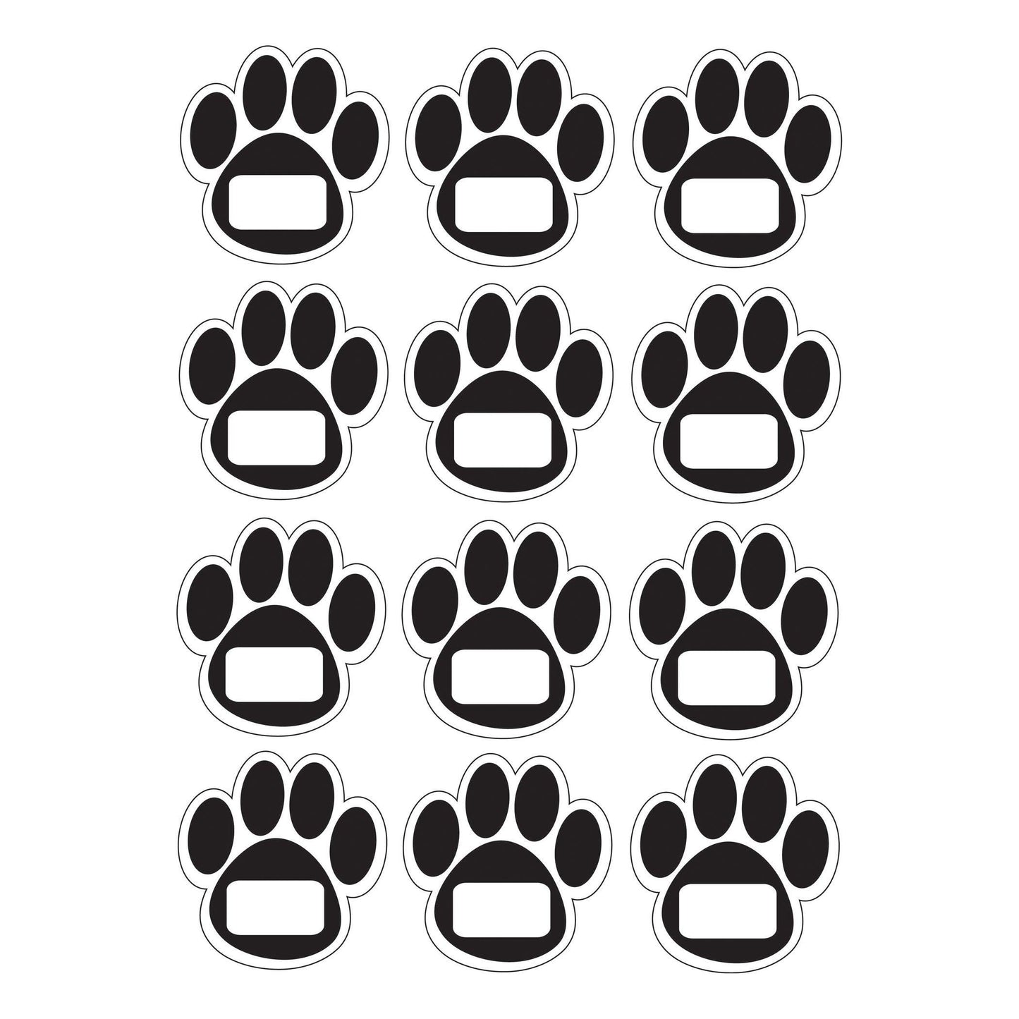 Die-Cut Magnetic Black Paw Prints, 12 Per Pack, 6 Packs - Loomini