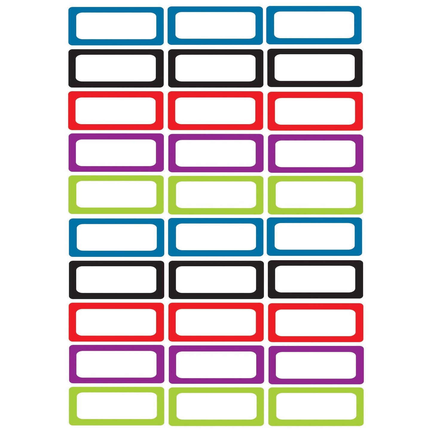 Die-Cut Magnetic Foam Assorted Color Labels/Nameplates, 30 Per Pack, 3 Packs - Loomini