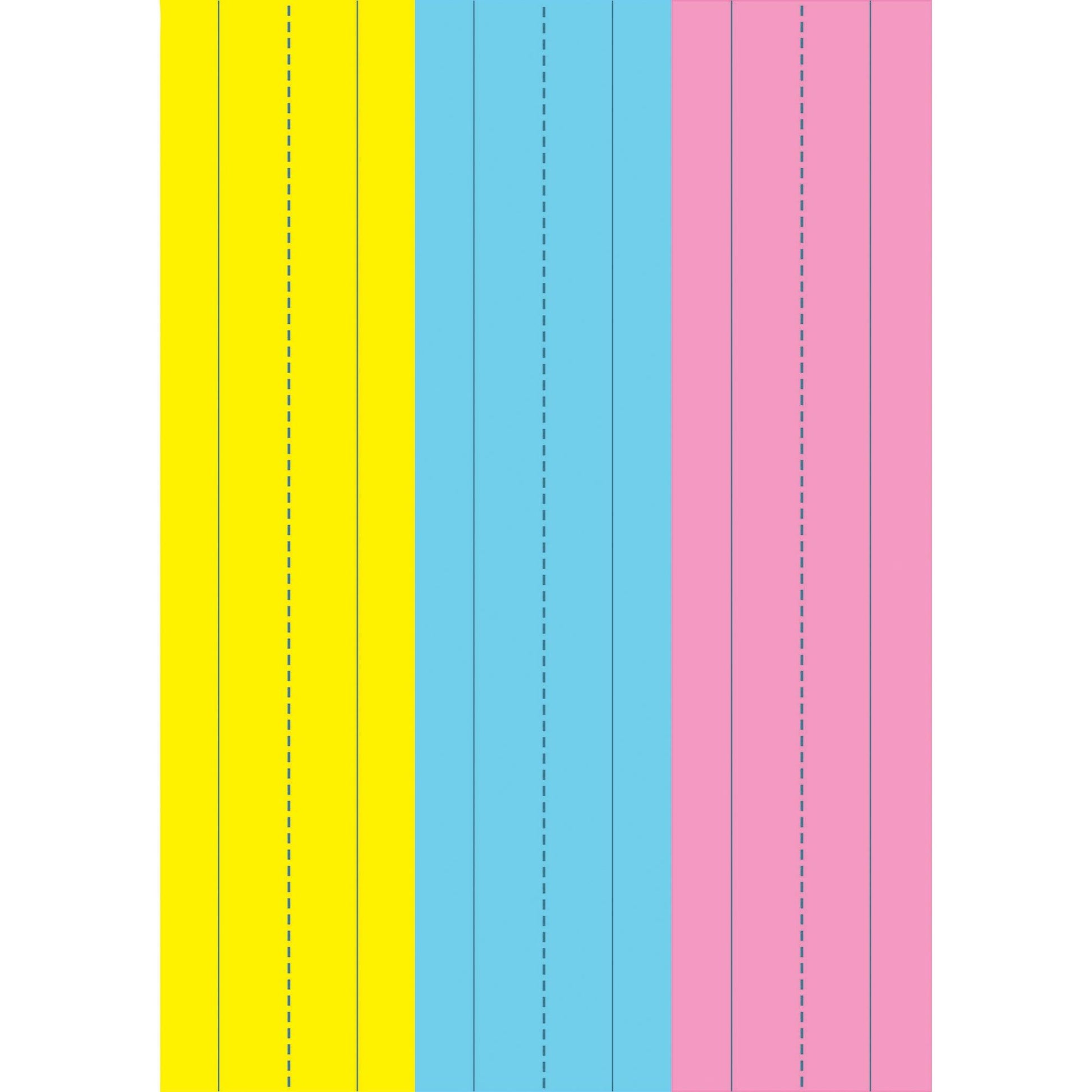 Die-Cut Magnetic Pink/Blue/Yellow Sentence Strips, 2.75" x 11", 3 Per Pack, 6 Packs - Loomini