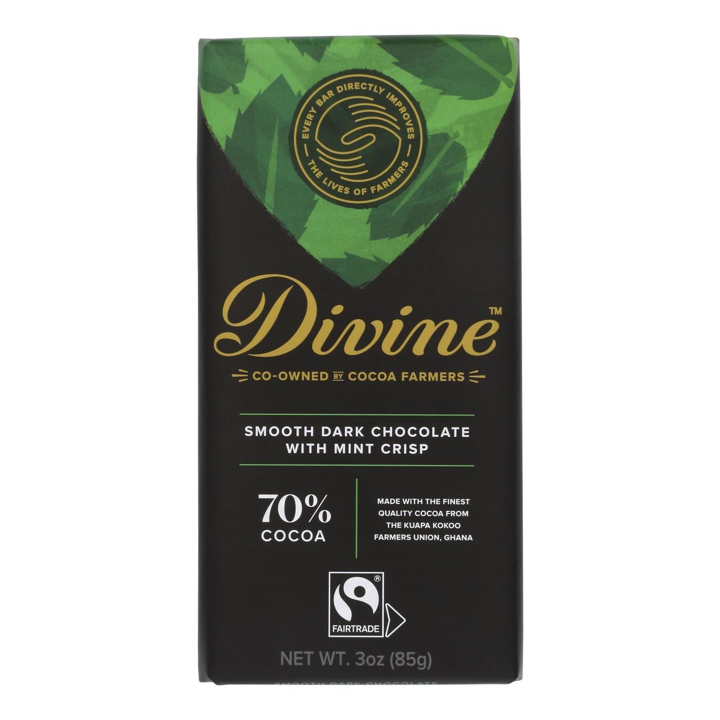 Divine - Bar Chocolate Dark W/mint Crisp - Case Of 12 - 3 Oz - Loomini