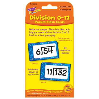 Division 0-12 Pocket Flash Cards, 6 Packs - Loomini