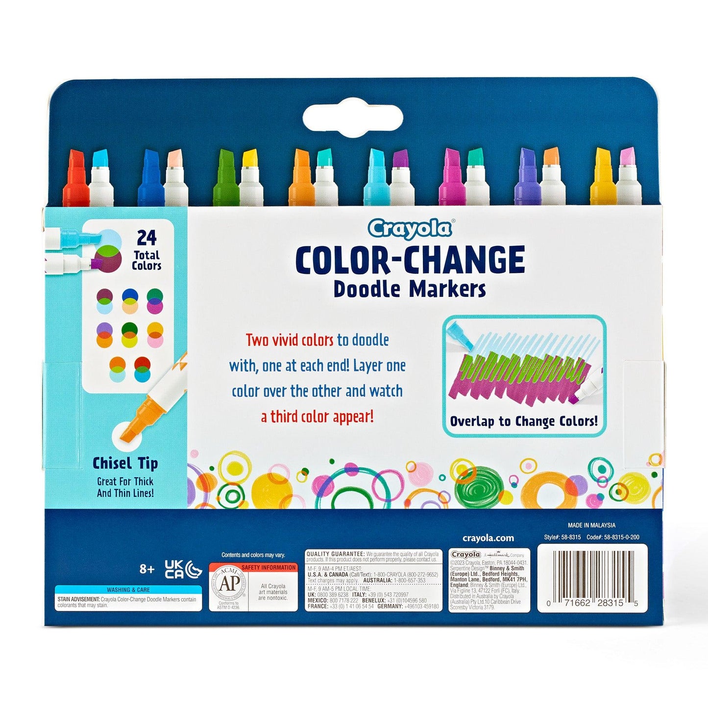 Doodle & Draw Color Change Doodle Marker, 8 Per Pack, 2 Packs - Loomini