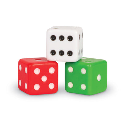 Dot Dice, Red, Green & White, 36 Per Pack, 3 Packs - Loomini