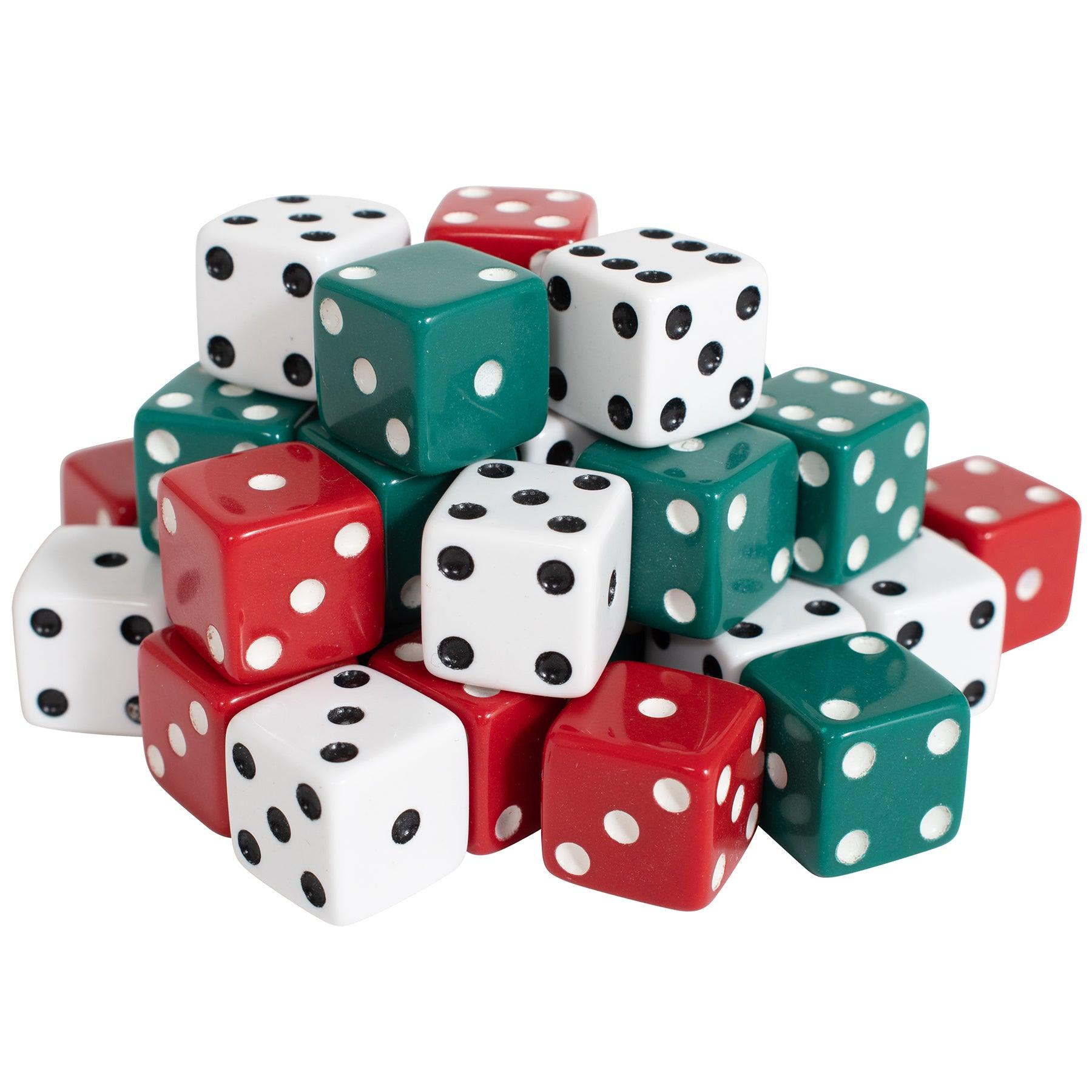 Dot Dice - Red/Green/White - 36 Per Pack, 3 Packs - Loomini