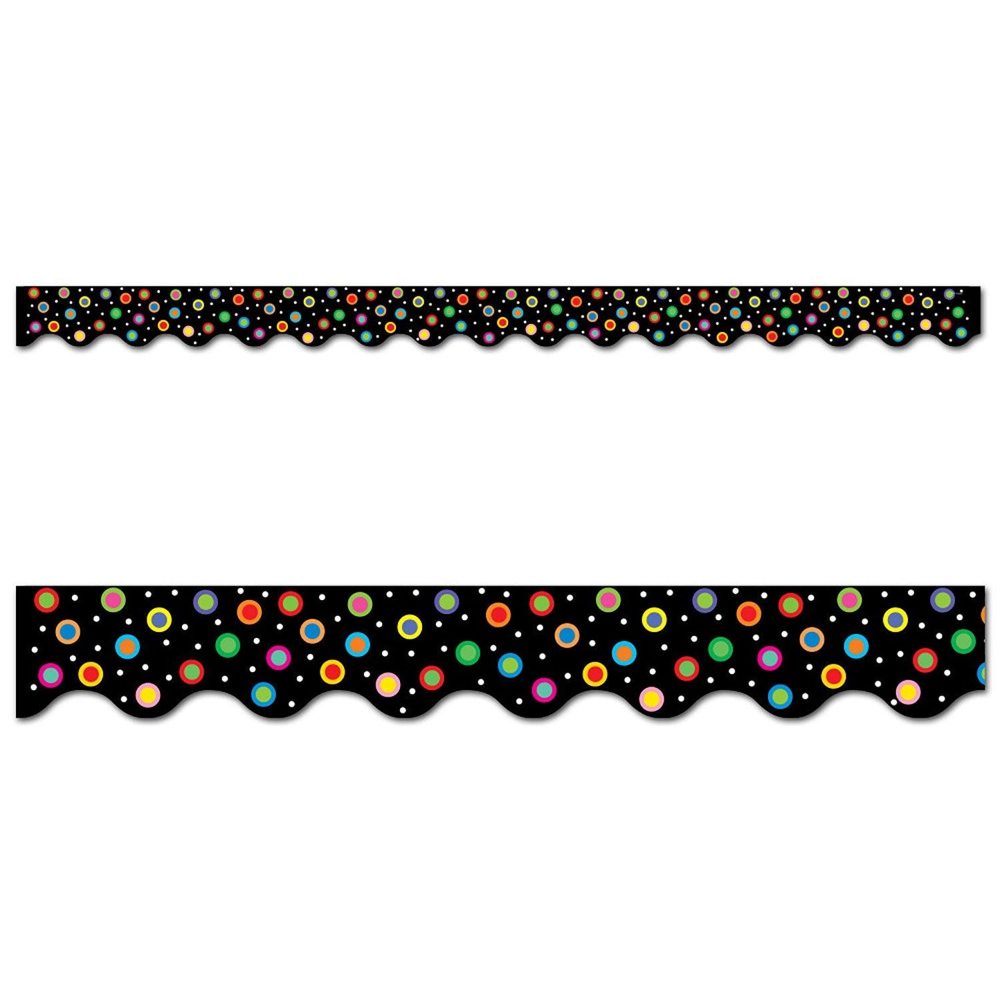 Dots on Black Wavy EZ Border, 48 Feet Per Pack, 3 Packs - Loomini