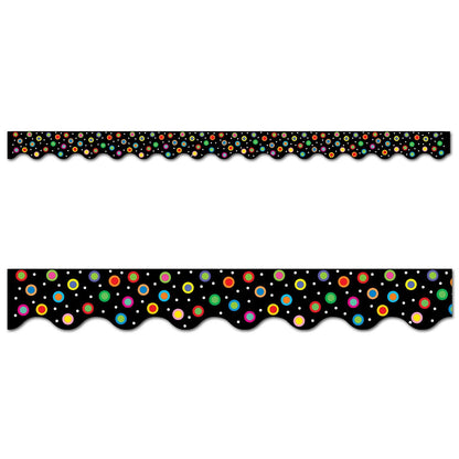 Dots on Black Wavy EZ Border, 48 Feet Per Pack, 3 Packs - Loomini