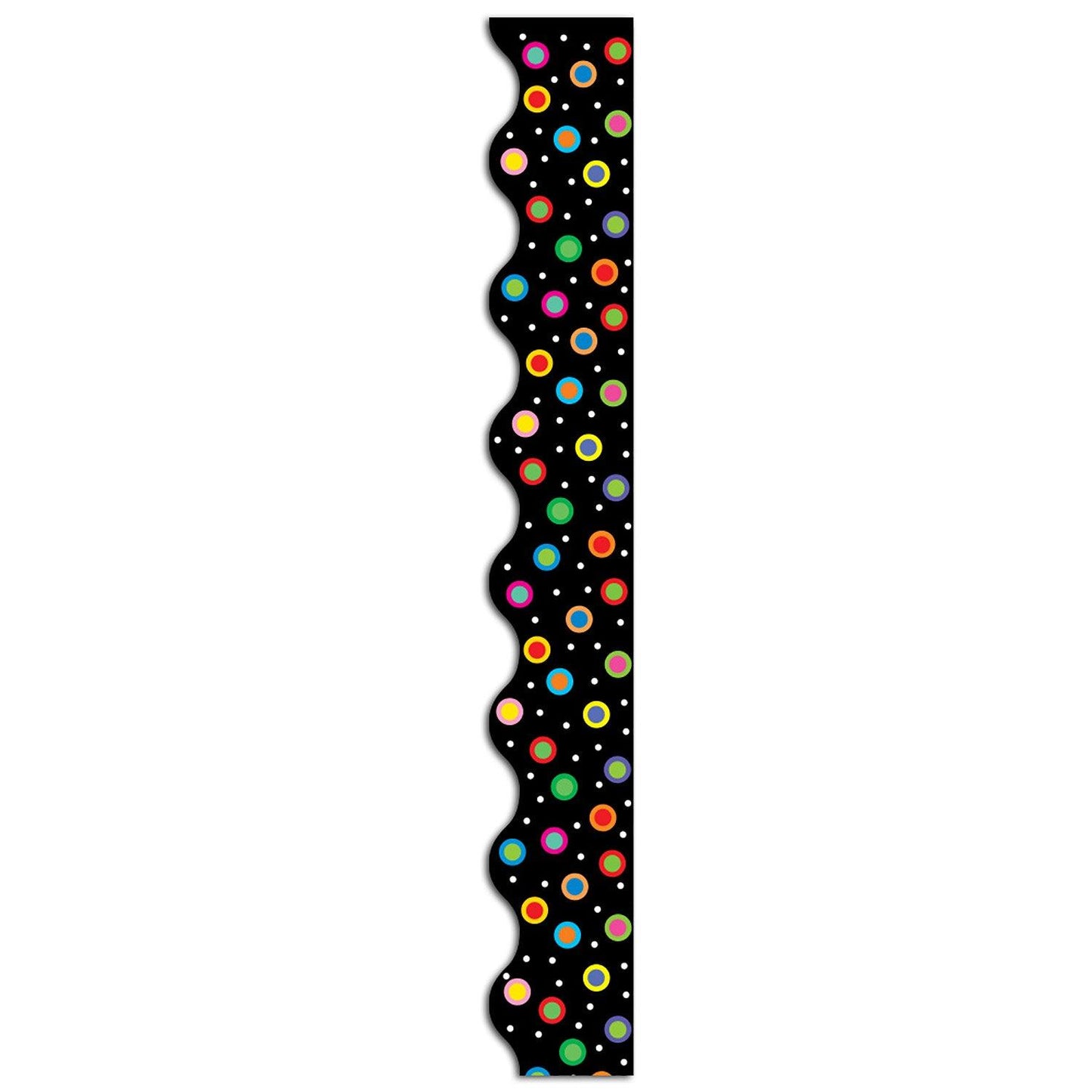 Dots on Black Wavy EZ Border, 48 Feet Per Pack, 3 Packs - Loomini