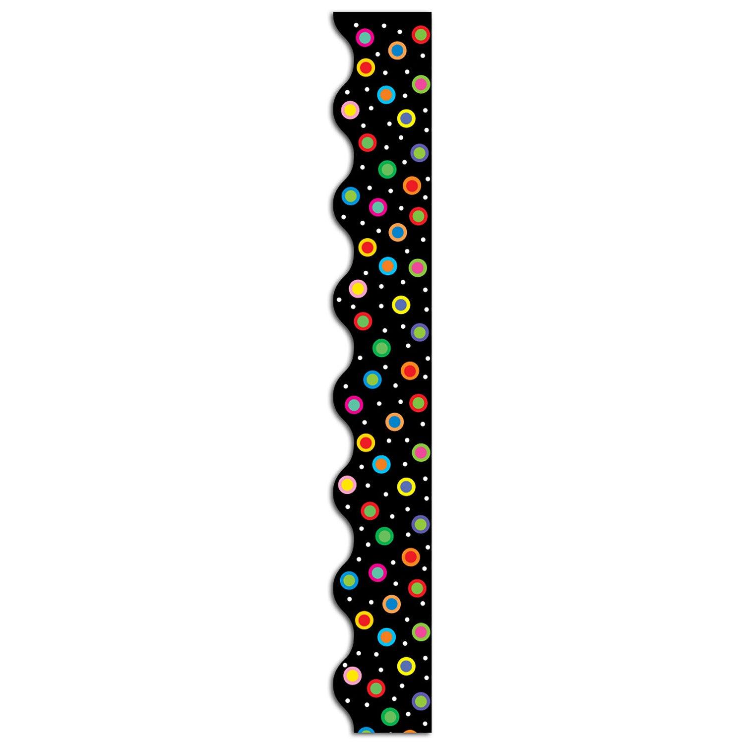 Dots on Black Wavy EZ Border, 48 Feet Per Pack, 3 Packs - Loomini