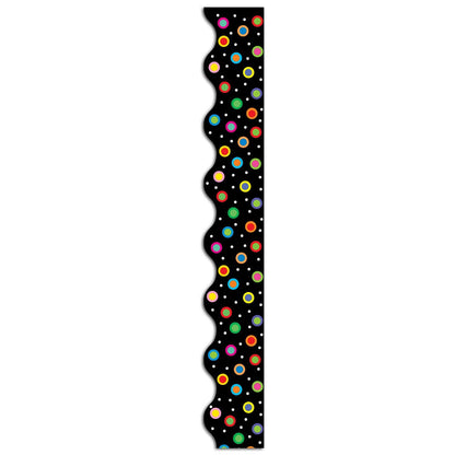 Dots on Black Wavy EZ Border, 48 Feet Per Pack, 3 Packs - Loomini