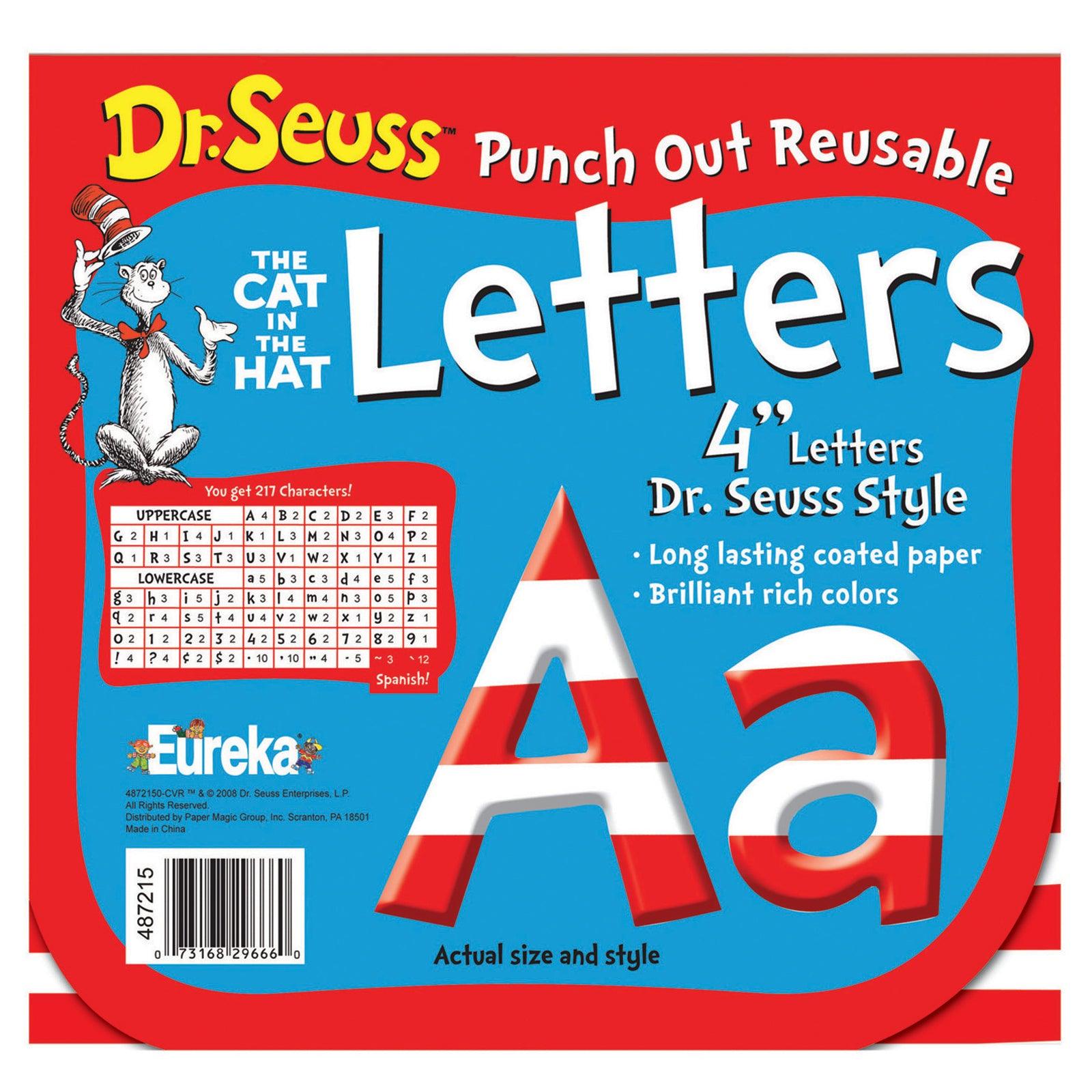 Dr. Seuss™ Stripes Reusable Punch Out Deco Letters, 4", 217 Pieces Per Pack, 3 Packs - Loomini