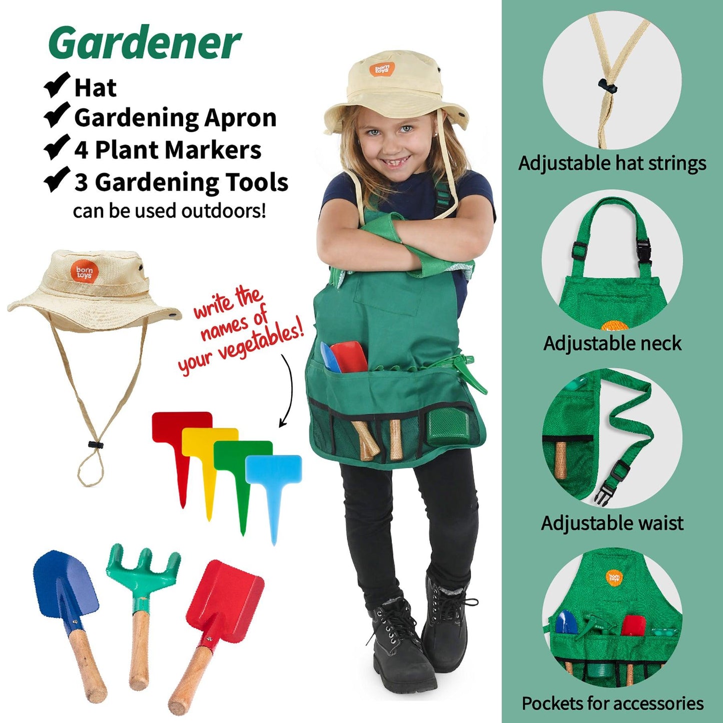 Dress Up / Drama Play Helping At Home Trunk Set, Construction Worker-Chef-Gardener - Loomini