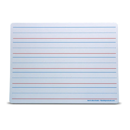 Dry Erase Learning Mat, Two-Sided Red & Blue Ruled/Plain, 9" x 12", Pack of 12 - Loomini