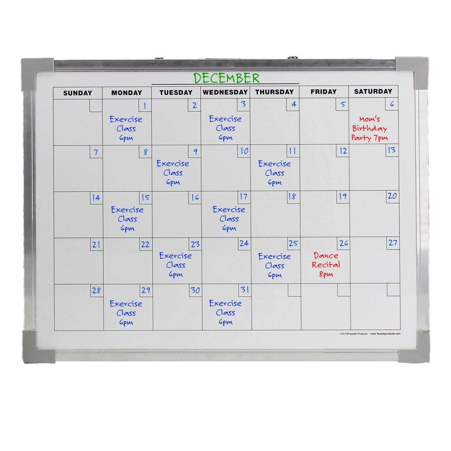 Dry Erase Magnetic Aluminum Framed Calendar, 18" x 24" - Loomini