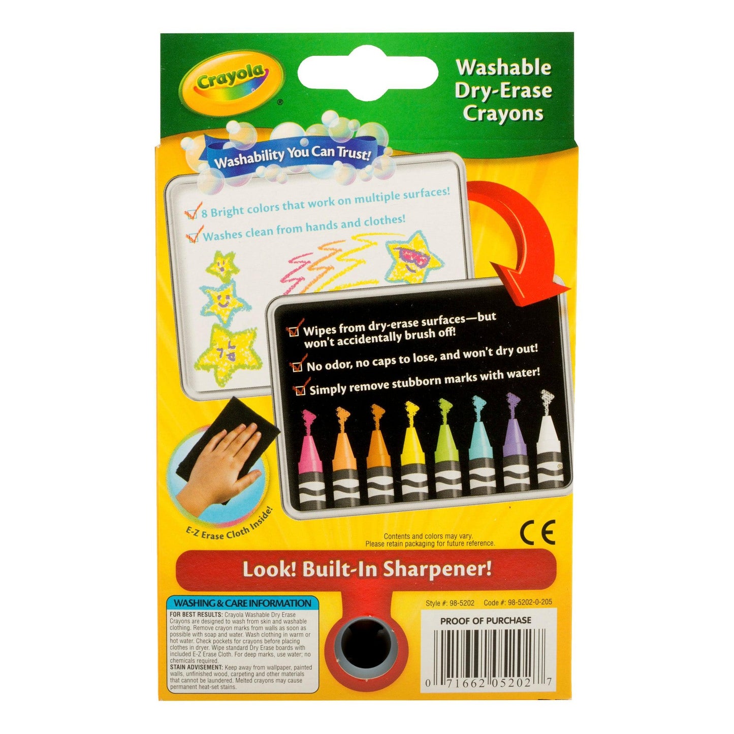 Dry Erase Washable Crayons, Bright Colors, 8 Per Pack, 6 Packs - Loomini