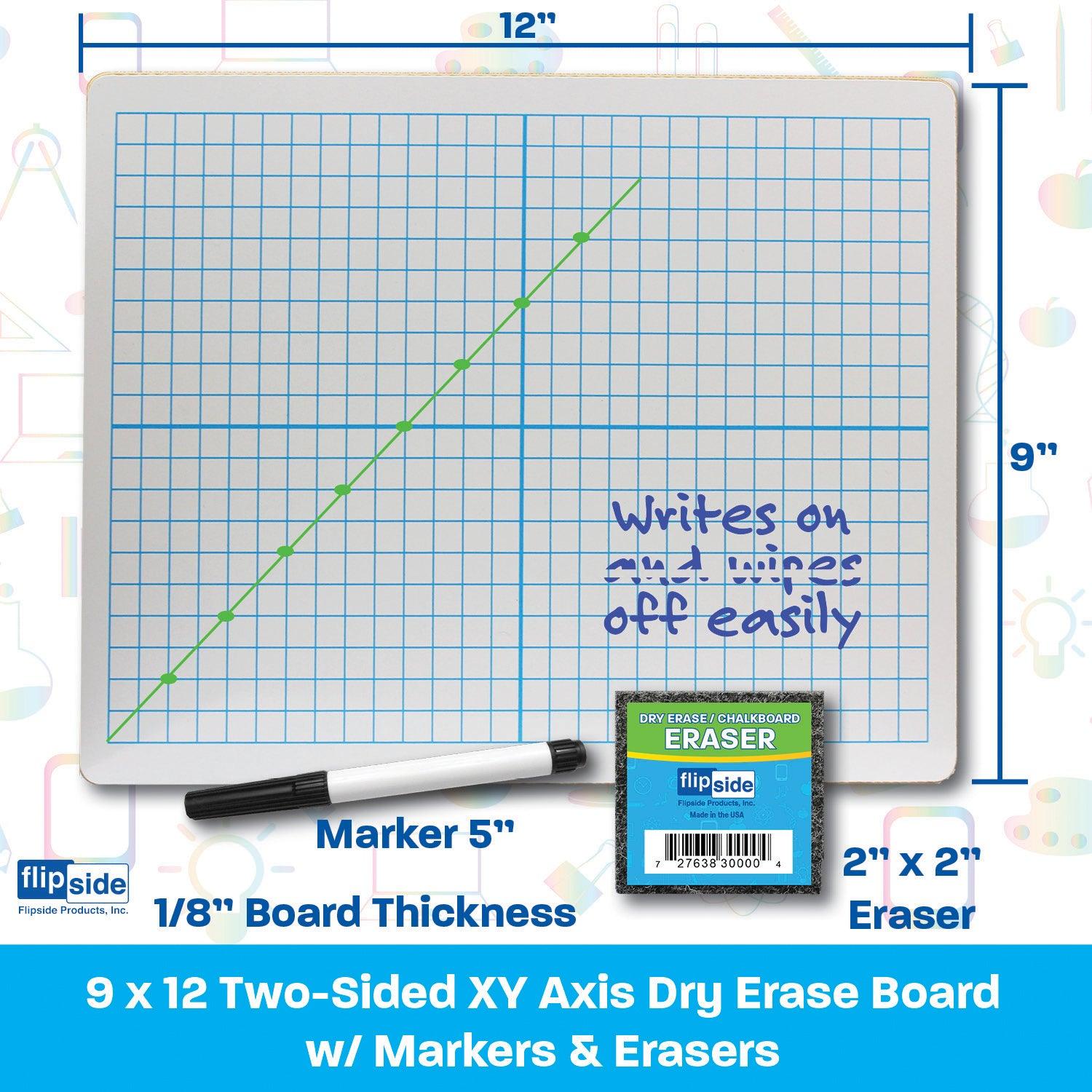 Dry Erase XY Axis/Dry Erase, Two-Sided, Pens & Erasers, 9" x 12", Class Pack of 12 - Loomini