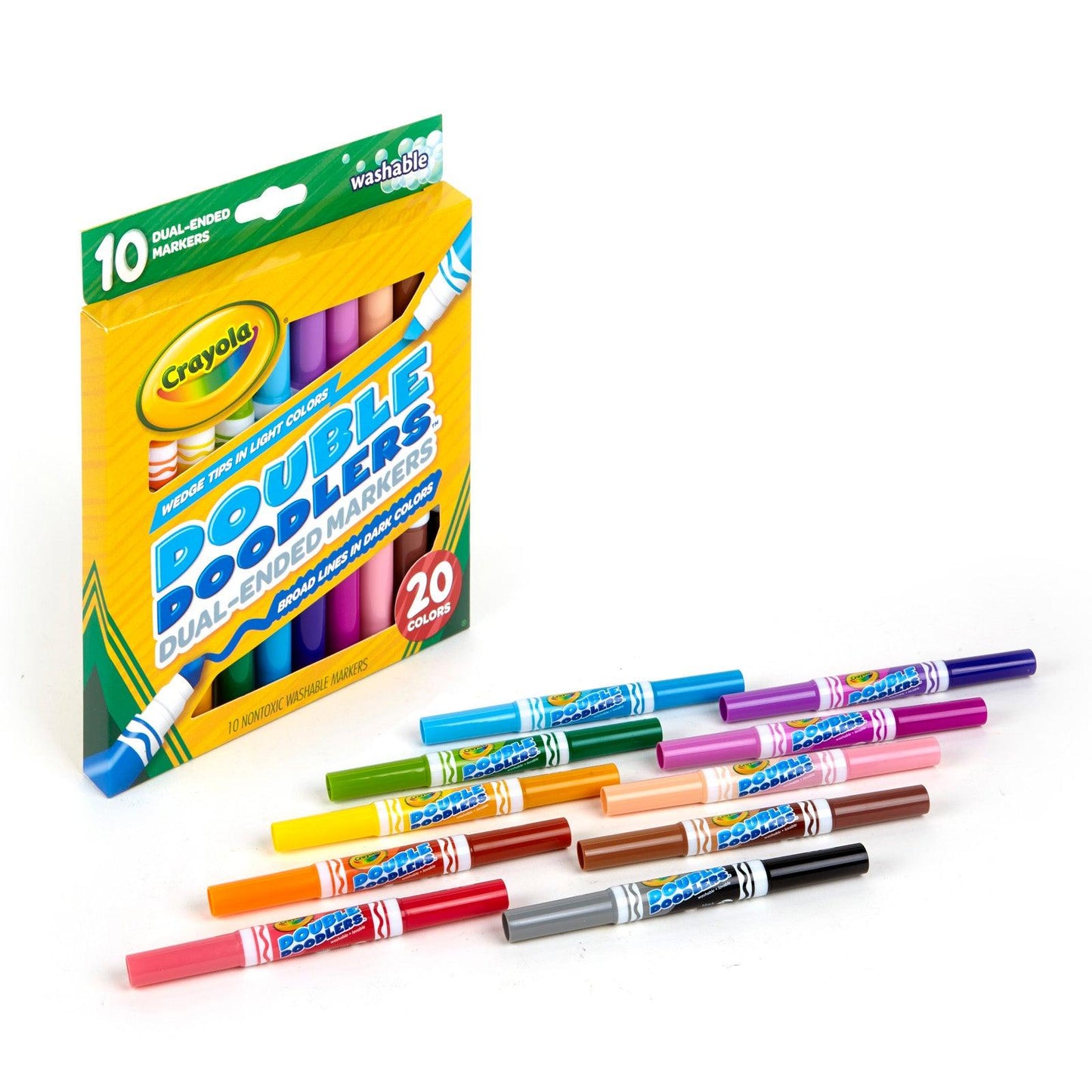 Dual-Ended Washable Double Doodlers Markers, 10 Per Pack, 3 Packs - Loomini