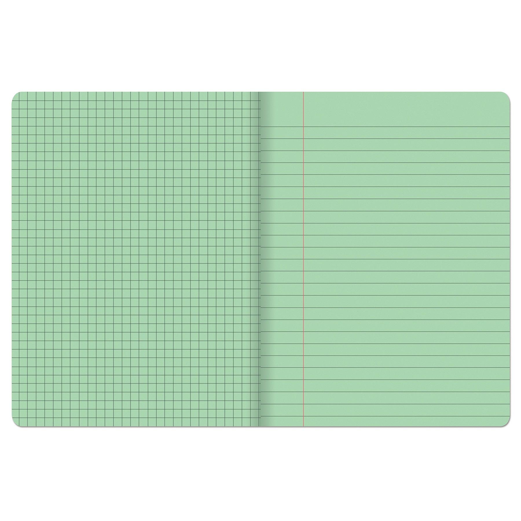 Dual Ruled Composition Book, Green, 1/4 in grid and 3/8 in (wide) 9-3/4" x 7-1/2", 100 Sheets, Pack of 6 - Loomini