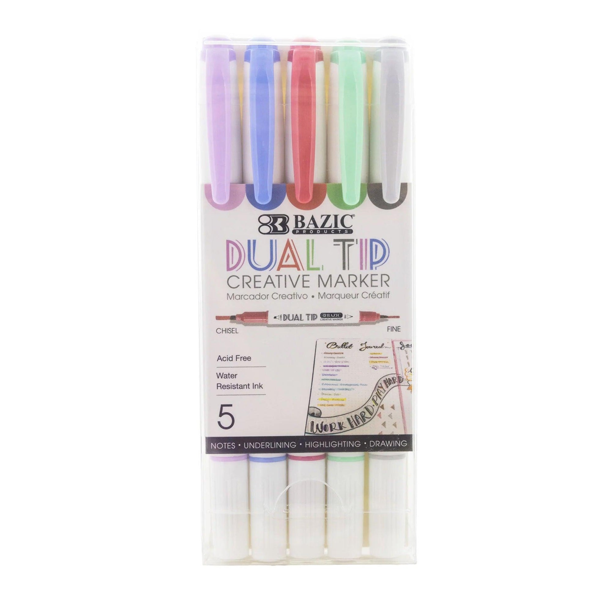 Dual-Tip Creative Markers, 5 Per Pack, 6 Packs - Loomini