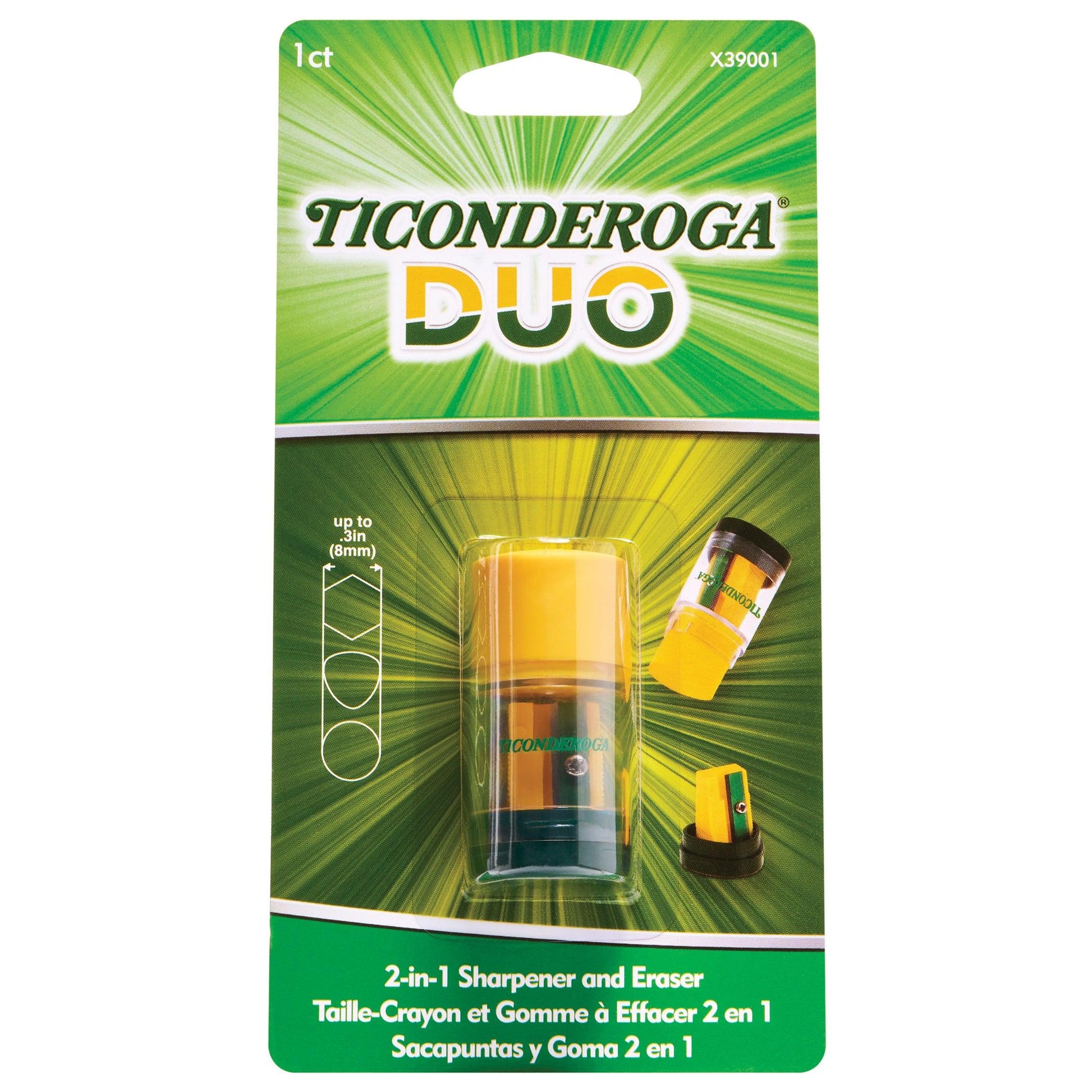 DUO Sharpener/Eraser, Green and Yellow, Pack of 12 - Loomini