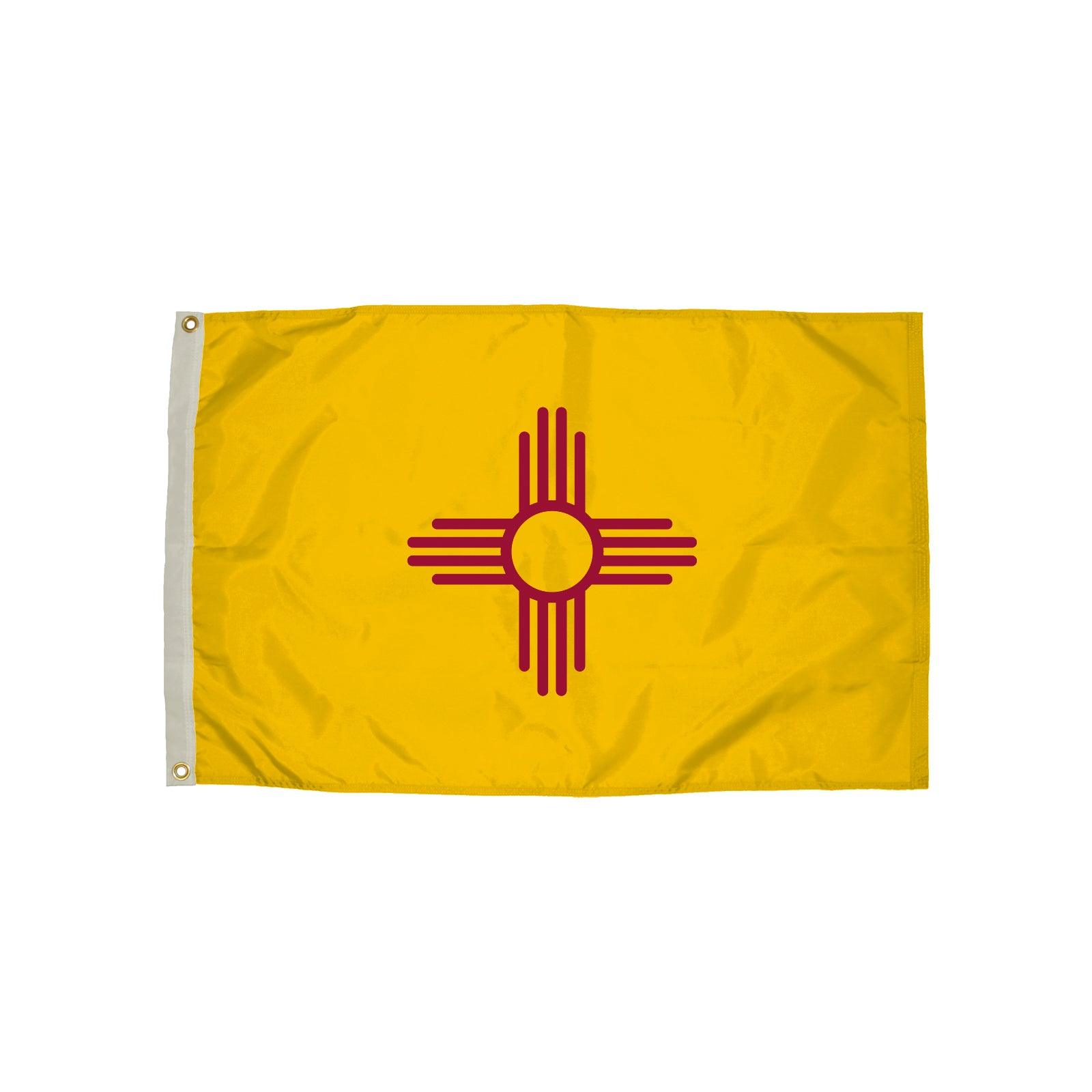 Durawavez Nylon Outdoor Flag with Heading & Grommets, New Mexico, 3ft x 5ft - Loomini