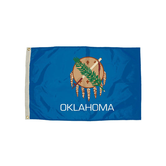 Durawavez Nylon Outdoor Flag with Heading & Grommets, Oklahoma, 3ft x 5ft - Loomini