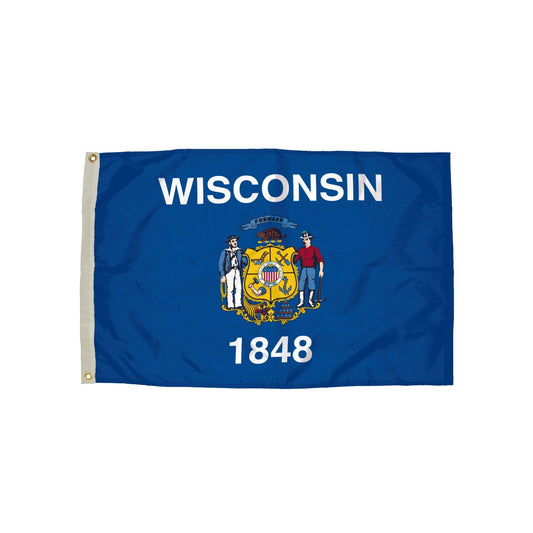 Durawavez Nylon Outdoor Flag with Heading & Grommets, Wisconsin, 3ft x 5ft - Loomini