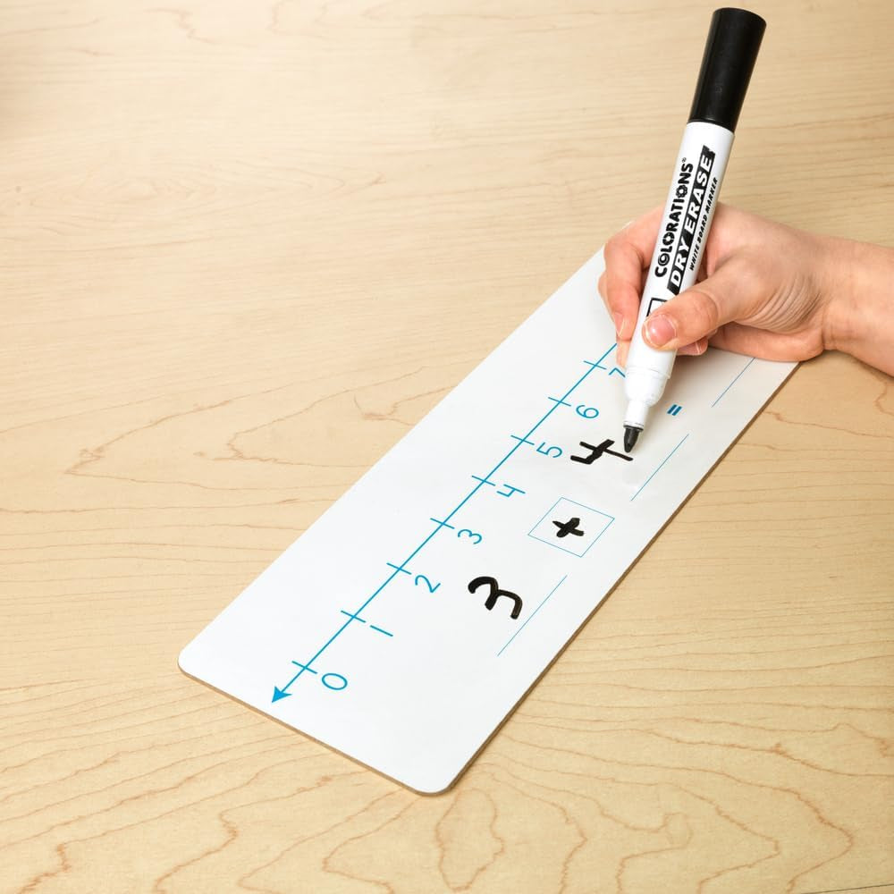 Number Line Dry Erase Boards – Two-Sided Boards Feature 0-10 Number Line on One Side, 0-20 on the Other, Write and Wipe, 12”X4” (Set of 6), Number Line for Students