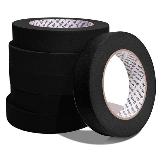 Masking Tape, 1" x 60 Yards, Black, Pack of 6