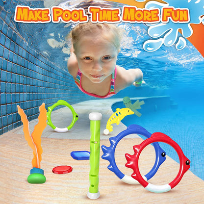 30 Pcs Diving Toys, Swimming Pool Toys for Kids Ages 4-8 8-12 with a Storage Net Bag. Pool Dive Toys for Kids. Pool Games, Swim Summer Water Toys. Include Diving Sticks & Pool Rings
