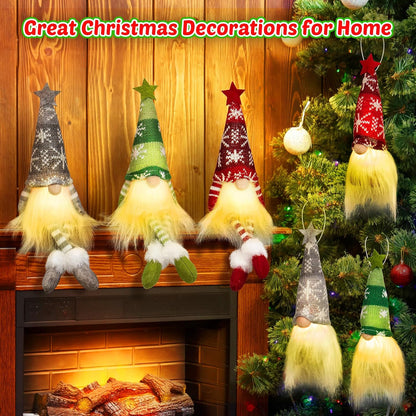 6 Pack Gnomes Christmas Decorations, Lighted Handmade Swedish Tomte Light up Plush Elf Holiday Present Gift Scandinavian Santa Tabletop Xmas Christmas Ornaments Decor